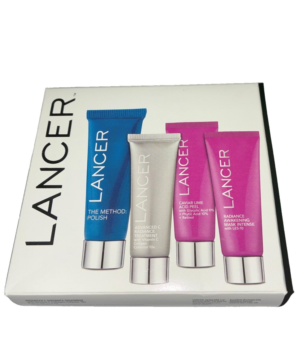 Lancer 4-Piece Skicare Travel Set: Polish, Peel, Advanced C, Mask Anti-Aging